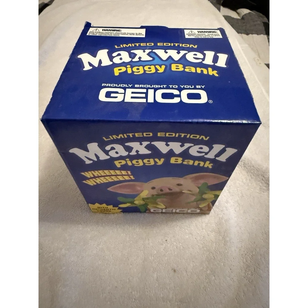 Geico Maxwell Piggy Bank with Sound Perfect Condition in Orig. Box w/Certificate